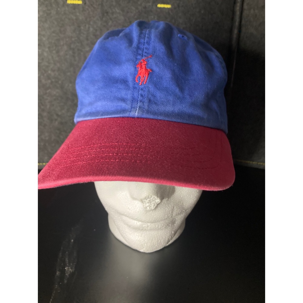 Polo Ralph Lauren Baseball Cap Blue Red Pony Logo Adjustable Cotton Rare!
